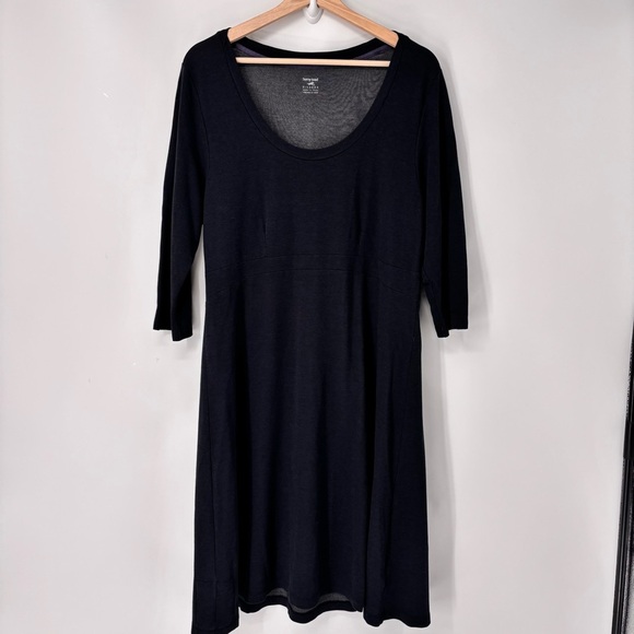 Horny Toad Flexcel cotton scoop neck hidden pocket Black 3/4 Sleeve Dress XL LBD - Picture 1 of 10